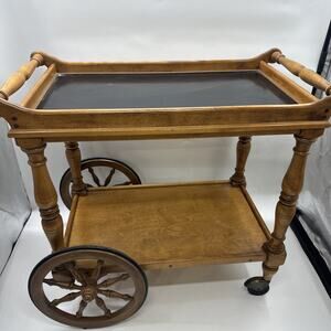 Antique Oak Tea Cart Cushman